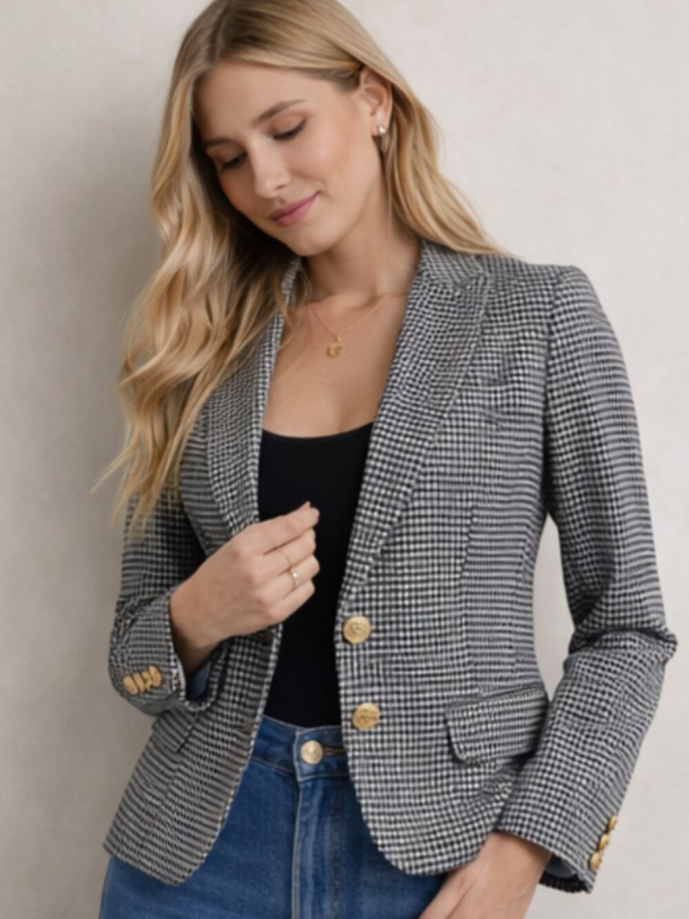 Banana Republic Houndstooth Cropped Blazer